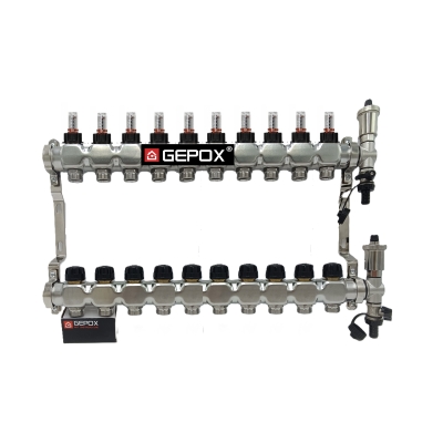 Rozdzielacz 10 nierdzewny do podłogówki GEPOX PL GEP-PRO-10N